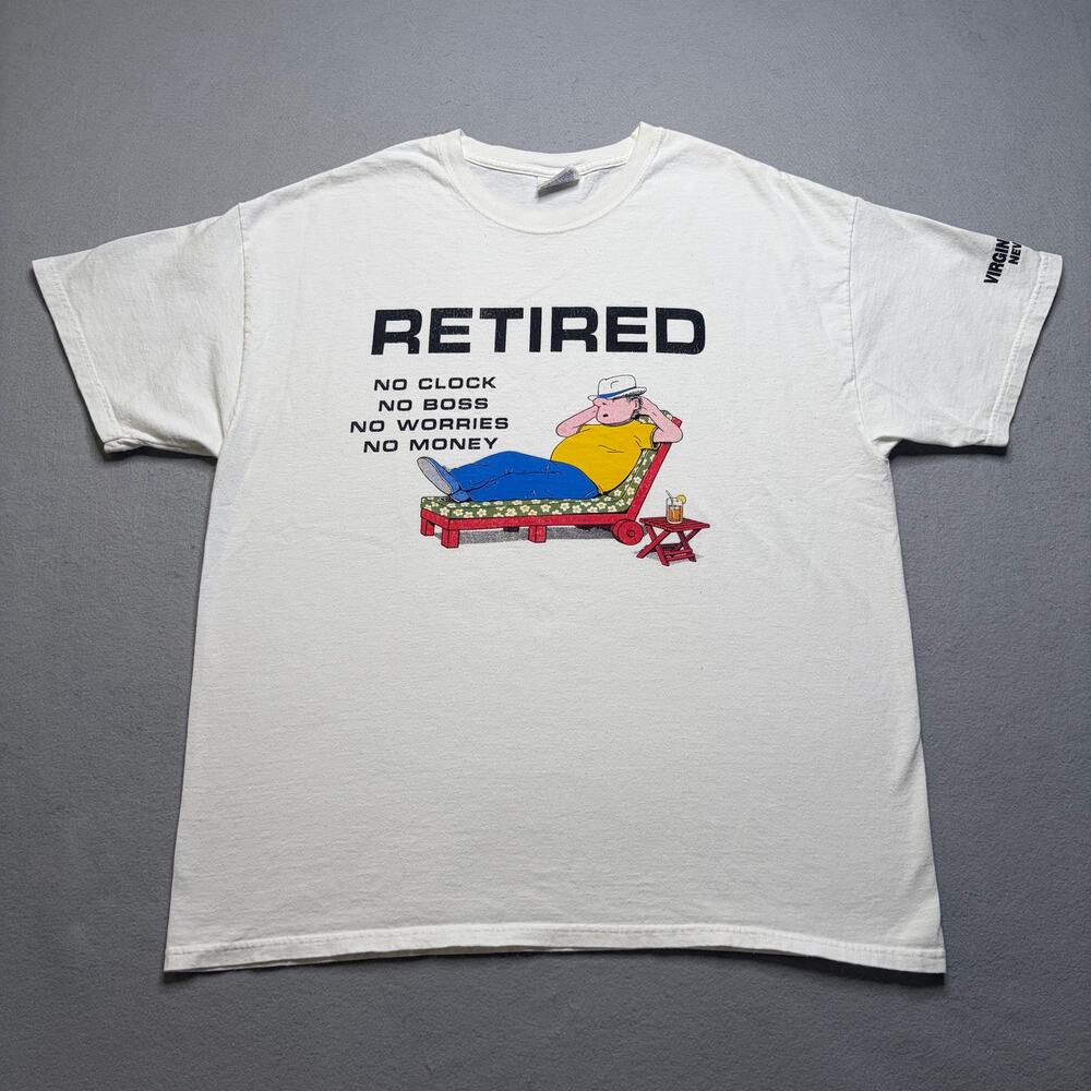 Vintage Retired Graphic T Shirt Men’s XL White Funny Virginia City Nevada‎ Tee